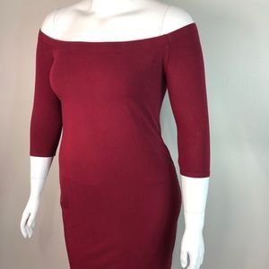 Belle & Sky Size XL Bare Shoulder Burgundy Dress